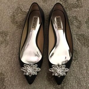 Badgley Mischka Karina Crystal Black Jeweled Flats